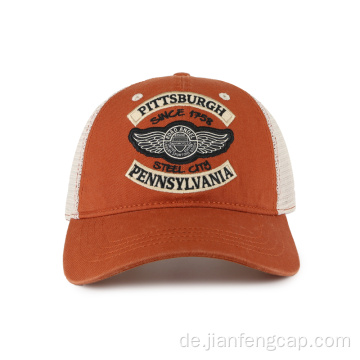 Benutzerdefiniertes Logo Filzpflaster gewaschener Trucker-Hut